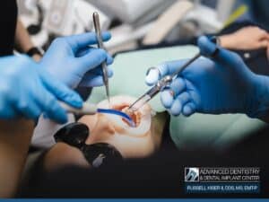 Dentist performing Bone Grafting procedure for dental implants